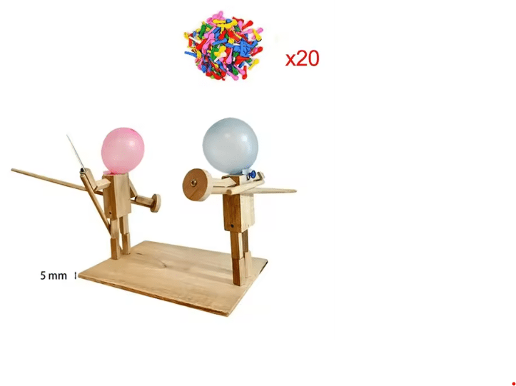 Handmade Balloon Heads Wooden Fighter Puppets